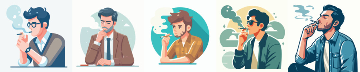 Vector of a person smoking.