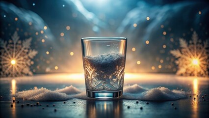 Glittering Glass with Sugar on Table Surrounded by Soft Lights