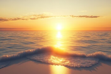 Fototapeta premium Sunset over calm ocean waves creates a serene atmosphere at the beach