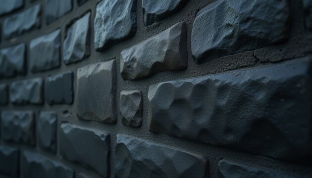  Stacked Dark Gray Stones Creating a Natural Wall with Varied Profiles