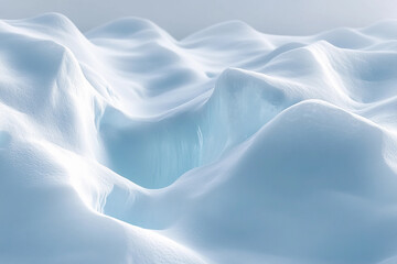 Majestic icebergs rise from a vast frozen landscape under a serene sky