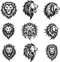 Lion Head Illustrations Set Collection © Creative Juel 