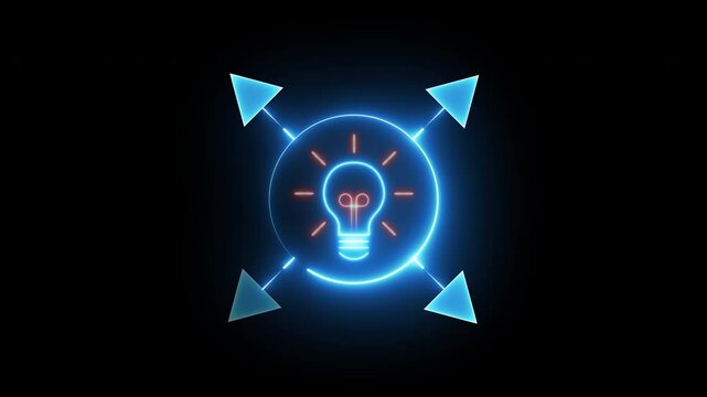 Business efficiency concept, how much a company or organization can produce as it relates to time, cost and quality. Glowing neon line of scalability solutions icon isolated on transparent background.