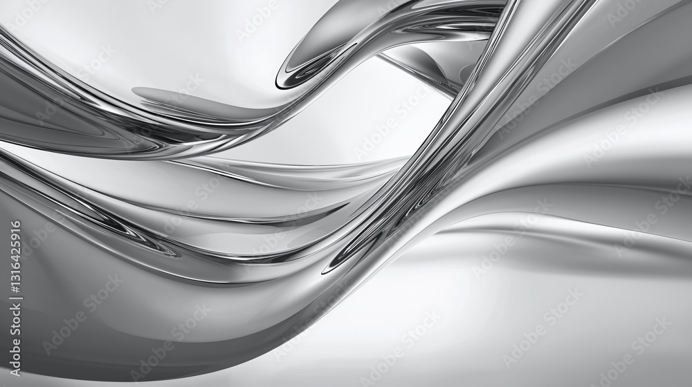 Poster gleaming silver gradient blending into smooth chrome texture