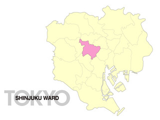 Obraz premium 東京都新宿区の位置地図_02