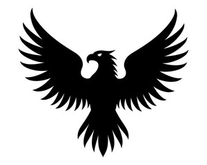Fototapeta premium Majestic Eagle Silhouette or Phoenix Silhouette or Hawk Silhouette Isolated Transparent, White Background. Eagle Black Vector Icon for Logos,Tattoos,Military,Stickers, Branding,Graphic, Web Project.