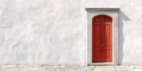 Ancient wooden door in a stone wall