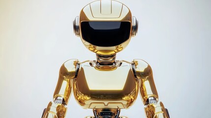 Golden AI Robot: Futuristic Metallic Humanoid 