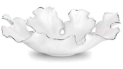 Elegant White Glass Decorative Bowl: Organic Seafoam Design AI Generated