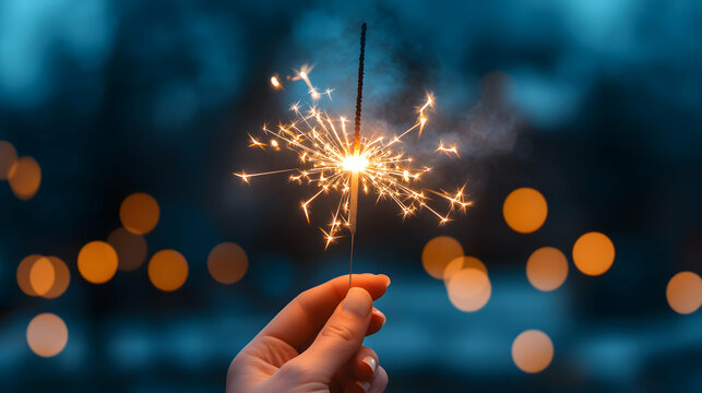 Celebrating a festive season with sparkling sparklers at night creating magical and enchanting moments of joy and happiness