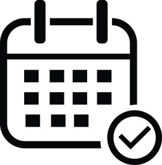 Business appointment calendar with time clock line art vector icon