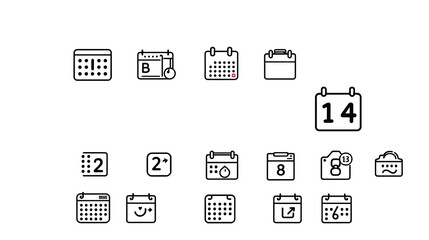 Calendar Icons collection - vector. Calendar symbols isolated. Line style Icon. Flat icon. Editable stroke. Vector Icon