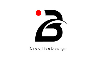 Creative Letter B logo with a red Dot and Swoosh Design. B letter icon vector