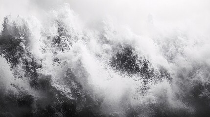Powerful ocean waves crashing with white foam and turbulent water