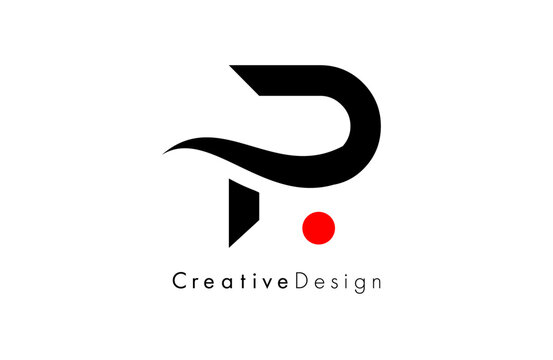 Creative Letter P logo with a red Dot and Swoosh Design. P letter icon vector