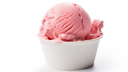 Strawberry Ice Cream Scoop in White Cup