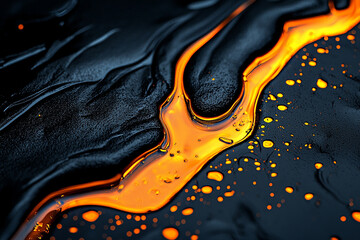 Obraz premium Soft glowing orange reflections on a matte black surfac