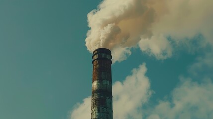 A shot of an industrial chimney emitting thick smoke into the atmosphere.