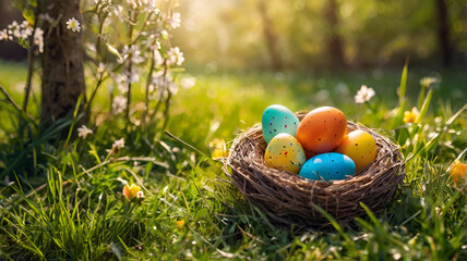 Obraz premium easter eggs in the grass
