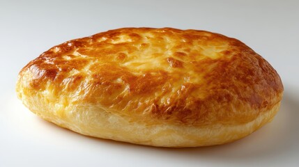 A golden brown cheese toastie, nestled in a golden-brown crust, sat proudly on a stark white background, ready to be devoured.