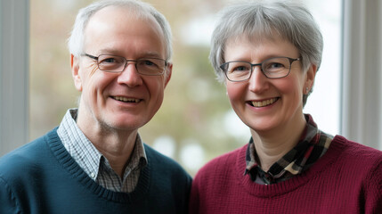 Elderly couple sharing a warm smile, embodying enduring love and connection.