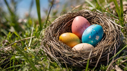 Fototapeta premium easter eggs in the grass