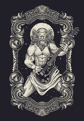 Mythical Rock God Playing Electric Guitar in Vector Illustration Art. Perfect for music, fantasy, and mythology themed designs.
