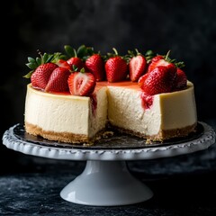 Creamy Cheesecake with Fresh Strawberries and Glaze