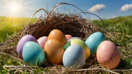 Fototapeta premium easter eggs in the grass