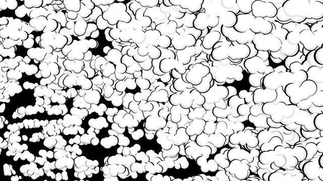 カートゥーン風の煙が横切ってワイプする7パターン,トランジション,アニメ,アルファチャンネル, 
7 patterns of cartoon-style smoke wiping across,Transition,Animation,Alpha channel