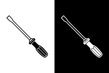 Obraz premium Classic Screwdriver Icon Black and White Silhouette Vector for Technical & Industrial Use.