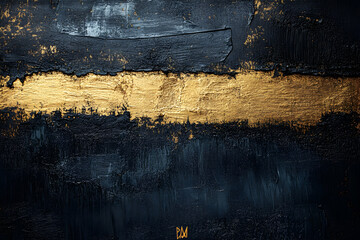 Naklejka premium Elegant abstract artwork featuring gold accents and textured black background