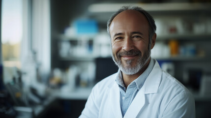 Obraz premium Smiling veterinarian exudes compassion and care in a professional portrait.