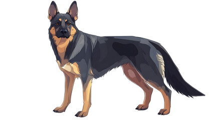 Obraz premium Black and Tan German Shepherd Dog Illustration