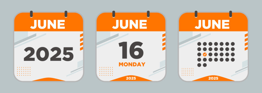 Modern Calendar icon. June. 2025 16 day. The concept of waiting for an important date. Day calendar with date June 16. Cheklist day calendar. Vector illustration.