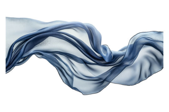 Premium silk scarf floating in the air on a transparent background