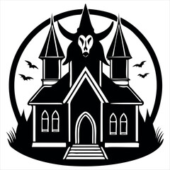 Church Of Baphomet Silhouette Vector With White Background