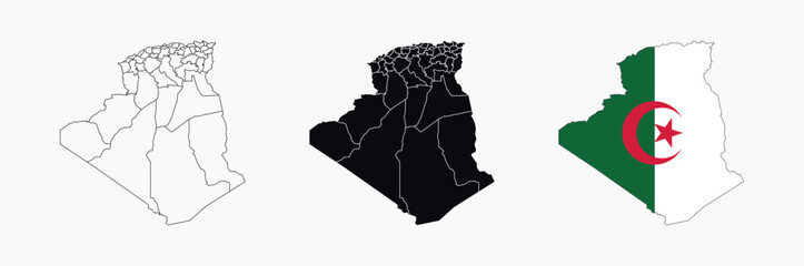 Algeria Map vector icon. Map of Algeria various styles.
