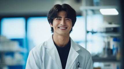 Smiling veterinarian exudes compassion and care in a professional portrait.