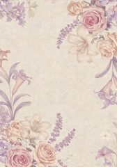 上品な花柄、書き込みスペース付き