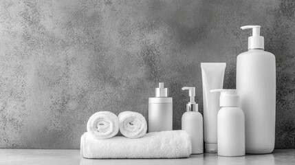 Clean and Organized: Neat Display of Personal Hygiene Essentials on Minimalist Bathroom Counter