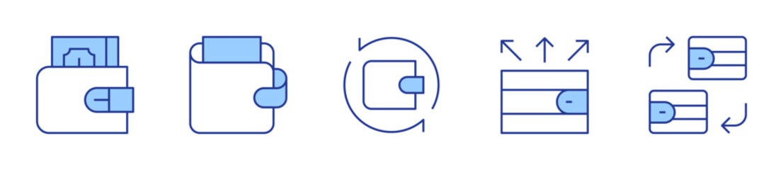 expenses, exchange, wallet, transaction. Wallet Icon vector illustration. Line Duotone style. Editable stroke