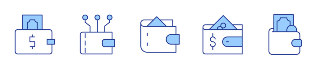 payment method, wallet. Wallet Icon vector illustration. Line Duotone style. Editable stroke