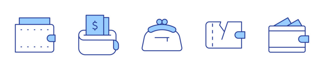 purse, wallet. Wallet Icon vector illustration. Line Duotone style. Editable stroke