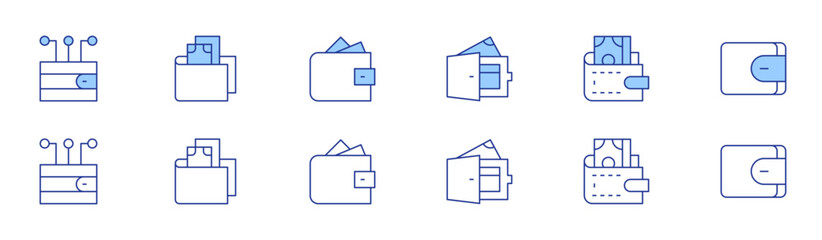 Wallet icon set in two styles, Duotone and Thin Line style. Editable stroke. digital wallet, wallet