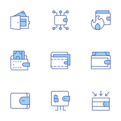 Wallet icons set. Line Duotone style, editable stroke. income, wallet, online wallet, digital wallet