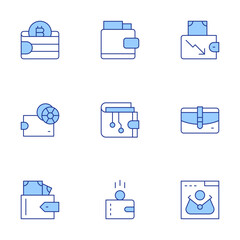 Wallet icons set. Line Duotone style, editable stroke. loss, ewallet, wallet, digital wallet