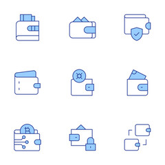 Wallet icons set. Line Duotone style, editable stroke. wallet, transaction