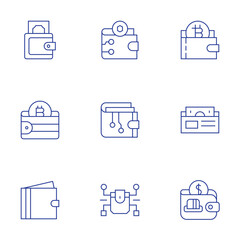 Wallet icons set. Thin Line style, editable stroke. wallet, digital wallet.