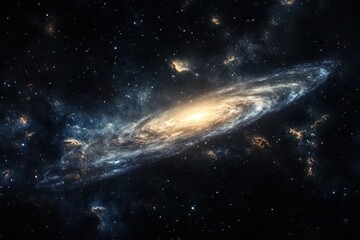 Fototapeta premium Vast spiral galaxy spiraling through the dark expanse of space illuminated by distant stars